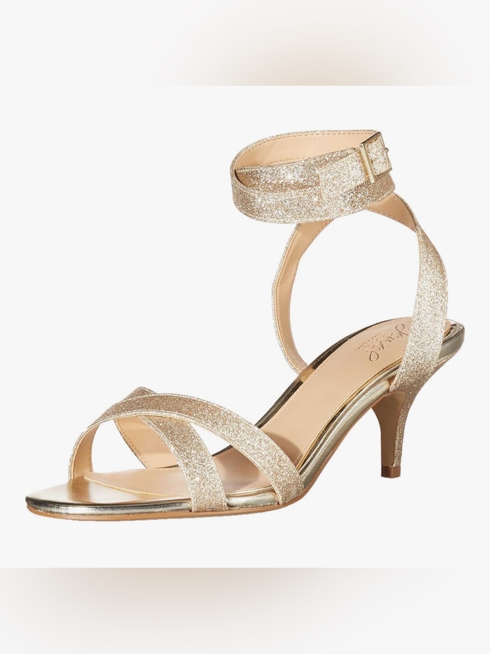 Jewel Badgley Mischka Women's Newton ankle step kitten heel Gold size 8